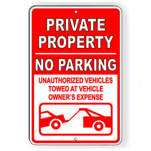 Private Property No Parking Vehicles Towed Metal Sign PP007