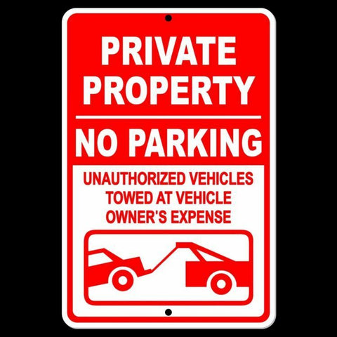 Image of Private Property No Parking Violators Towed At Owners Expense Sign Metal SPP006