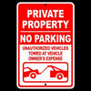 Private Property No Parking Violators Towed At Owners Expense Sign Metal SPP006