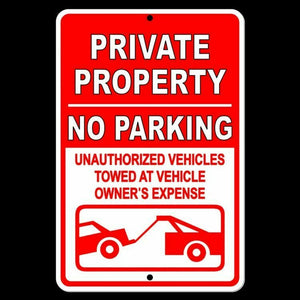 Private Property No Parking Violators Towed At Owners Expense Sign Metal SPP007