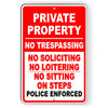 Private Property No Trespassing Soliciting Metal Sign SP009