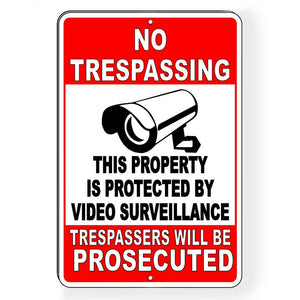 Property Protected By Video Surveillance WARNING Security Camera Sign Metal S024