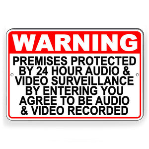 Protected By Recorded Audio & Video Surveillance Metal Sign WARNING S049