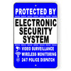 Protected Electronic Security System Video Surveillance Metal Sign S54