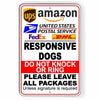 Responsive Dogs Do Not Knock Or Ring Leave All Packages Sign Metal USPS SI065