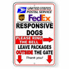 Responsive Dogs Ring Bell Leave All Packages Outside Gate Sign Metal USPS SI051