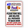 Ring Bell Deliver Package To Back Do Not Leave In Front Metal Sign SI133