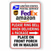 Ring Bell When Delivering Package Place On Front Porch Mailbox Metal Sign SI084