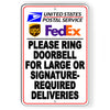 Ring Doorbell For Large Or Signature RequiredDelivery Sign Metal SI149