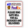 Ring Gate Bell For All Packages And Deliveries Sign Metal USPS UPS SI101