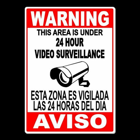 Image of Spanish English Video Surveillance Camera Sign Metal Sign aviso Security MS013