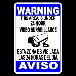 Spanish English WARNING Protected By Video Surveillance Sign Security SS005