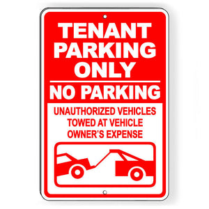 Tenant Parking Only No Parking Vehicles Towed Metal Sign NP071