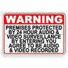 WARNING Premises Under 24 Hr Audio Video Surveillance Metal Sign S49