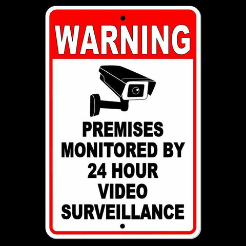 Image of WARNING Sign 24 Hour Video Surveillance Security Metal CCTV Camera best S030