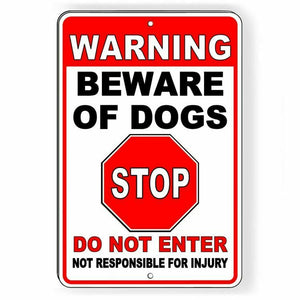 WARNING Sign Beware Of Dogs Do Not Enter Metal pitbull bite Security SBD030