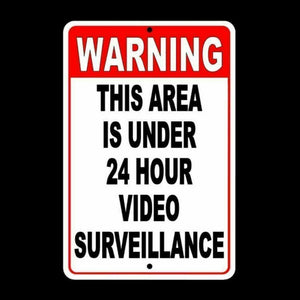 WARNING This Area Under 24 Hour Video Surveillance Sign Security Camera S0020