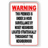 WARNING This Premises Under 24 Hour Surveillance By A Nosey Neighbor Sign S044