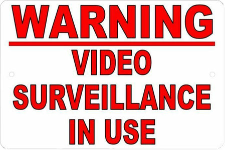 WARNING Video Surveillance In Use Metal Sign cctv Security watched S010