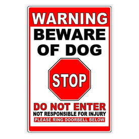 Beware Of Dog Do Not Enter Please Ring Doorbell Sign