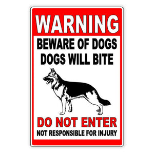 Beware Of Dogs Dogs Will Bite Do Not Enter Sign