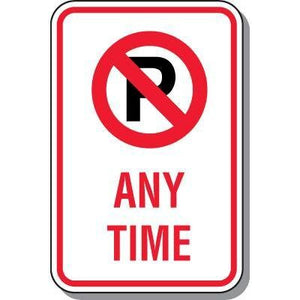 No Parking Any Time Sign with Symbol