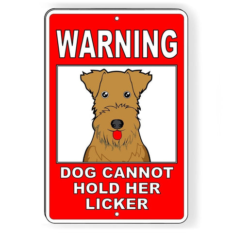 Image of Warning Dog Cannot Hold Her Licker