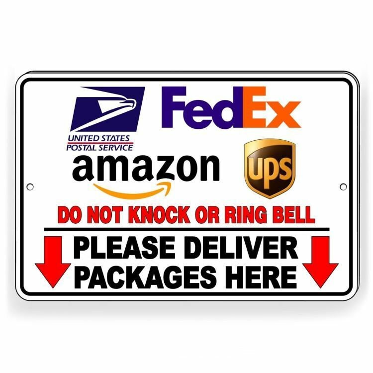 Deliver Packages Here Do Not Knock Or Ring Arrows Down Sign