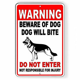 Beware Of German Shepard Dog Will Bite Do Not Enter Sign