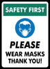 PLEASE WEAR MASKS Adhesive Sign Label