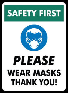 PLEASE WEAR MASKS Adhesive Sign Label