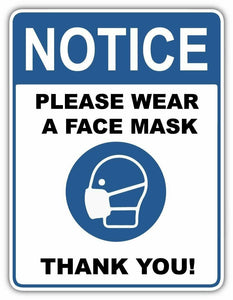 Wear Face Mask Public Entrance Notice Sign Store Door Wall