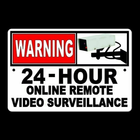 Image of WARNING 24 Hour Online Video Surveillance Sign Camera Security cctv S022 Metal