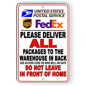 Please Deliver All Packages To The Warehouse In Back