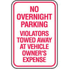 Tow Away Signs - No Overnight Parking Violators Towed Away