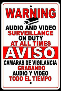 Spanish English WARNING Protected By Video Surveillance Sign Made In US Security