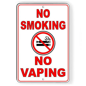 No Smoking Or Vaping Metal Sign in this area WARNING SNS015