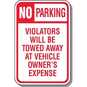 No Parking Tow Away Zone Sign