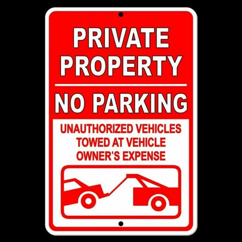 Image of Private Property No Parking Violators Towed At Owners Expense Sign Metal SPP007