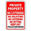 Private Property No Littering Soliciting Loitering Sign PP016