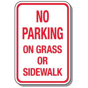 No Parking Signs - No Parking On Grass Or Sidewalk