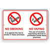 No Smoking Or Vaping Metal Sign in this area WARNING SNS014