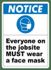 Osha Notice Must Wear Face Mask Adhesive Sign Label